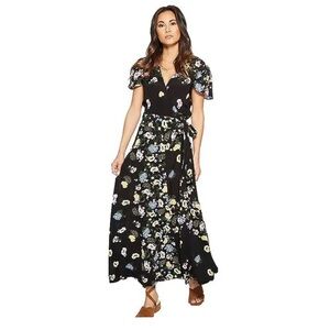 Free People Jess Wrap Dress Floral Black Multi Size XS! Worn only twice!!